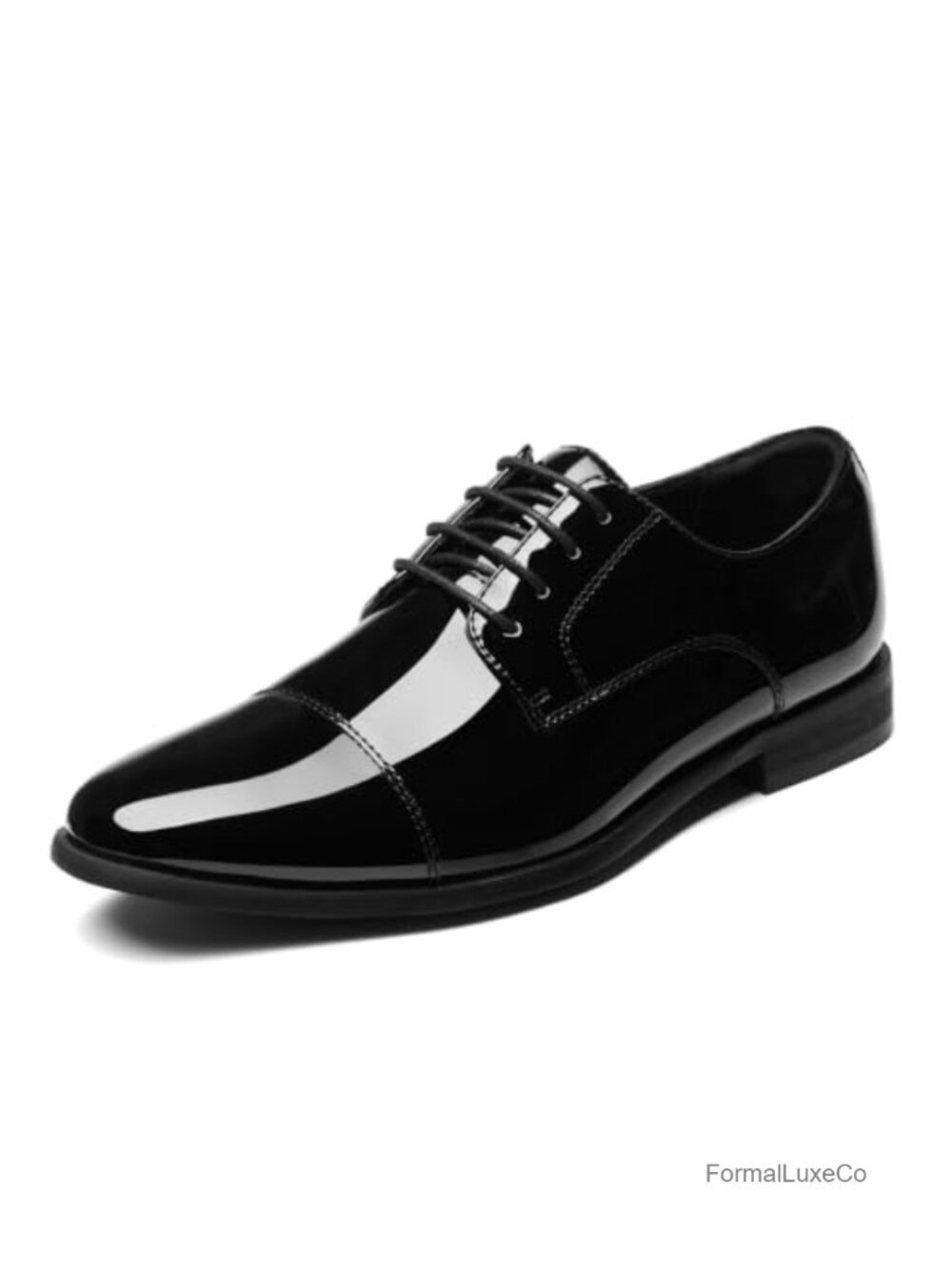 Men's Tuxedo Shoes Full Patent Vegan Leather Cap Toe Oxfords